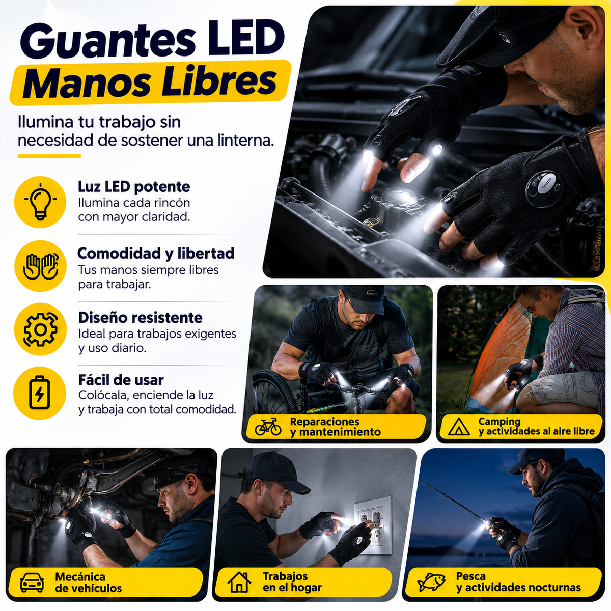 Guantes LED Manos Libres