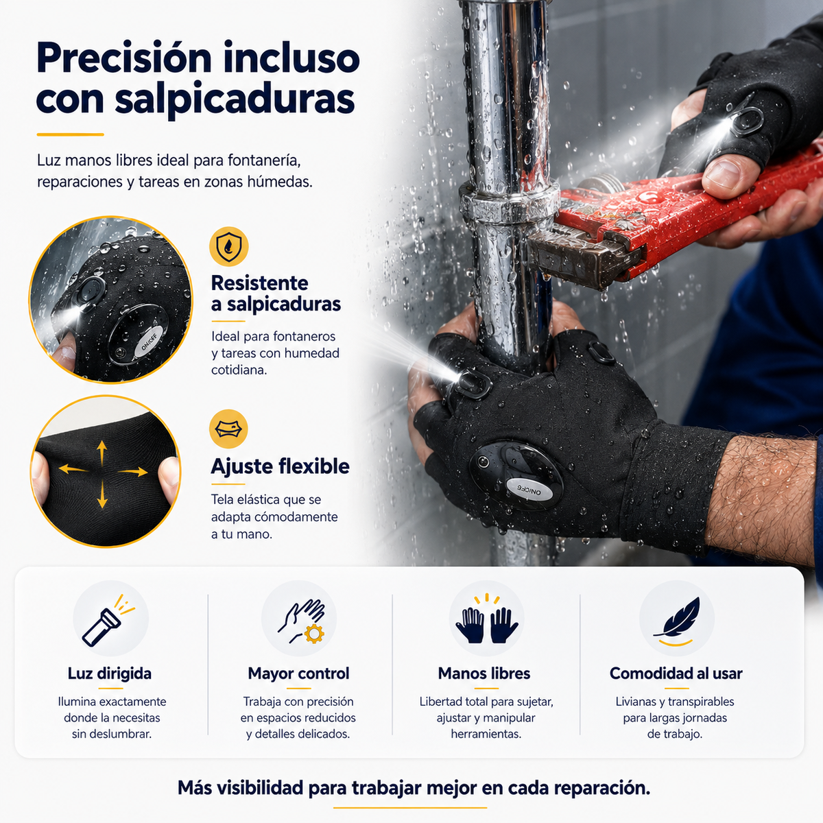 Guantes LED Manos Libres
