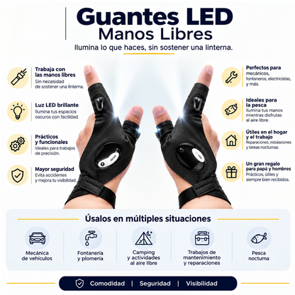 Guantes LED Manos Libres